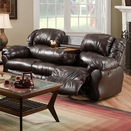 92.5 Inch Reclining Sofa with Built-In Fold-Down Tray Table